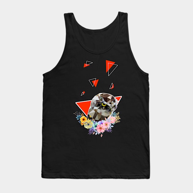 Burrowing owl with flowers Tank Top by Jackson Lester